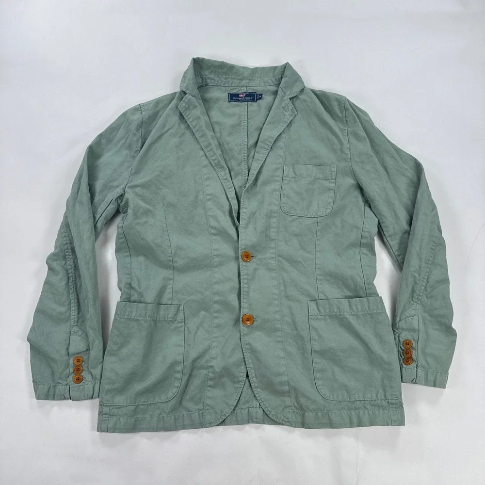 Vineyard Vines Mens Blazer Size M Green Cotton Linen Unstructured Sport Coat